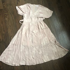 Roolee Pink Embroidered Midi Dress Size Small